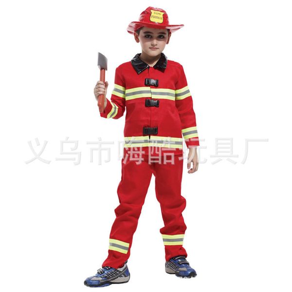

children's party ball halloween boy firefighter stage show costume b0015, Black;gray