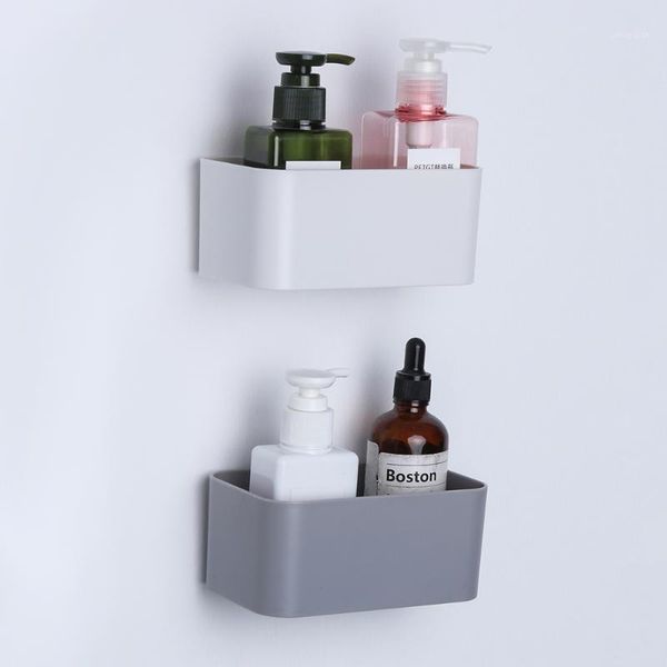

wall mounted organizer adhesive hanger cosmetic storage box punch home decor stand rack remote control holder painted walls1