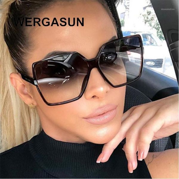 

wergasun oversize square sunglasses women big frame women sun glasses fashion gradient female glasses oculos1, White;black