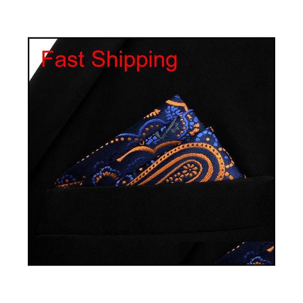 

qh8 handkerchief paisley orange blue black pocket square mens neckties j qylkkj new_dhbest, Blue;white