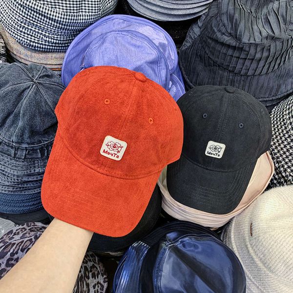 

cloth literature art pasted leisure soft versatile suede baseball women's autumn and winter street simple tongue hat men's, Blue;gray