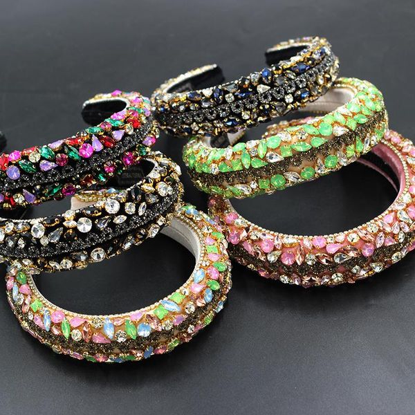 

new european and american baroque color rhinestone geometric luxury headband prom all-match ladies gift hair accessories 749, Golden;silver
