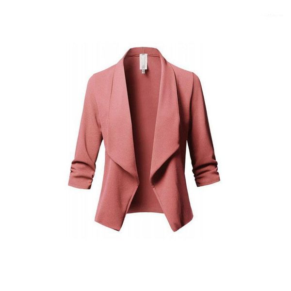

spring summer 2020 women suit jacket long sleeve pleated slim blazer ladies solid coat plus size 3xl 5xl women's office wear1, White;black