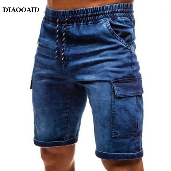 

2021 summer new men's stretch short jeans fashion casual slim fit elastic denim shorts male brand clothes1, Blue