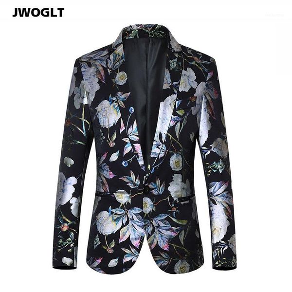 

korean fashion blazer spring autumn slim fit men floral printed suit jacket plus size 5xl 6xl1 men's suits & blazers, White;black