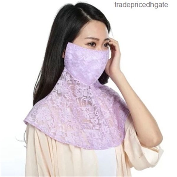 

anti sunscreen summer mask uv masks female outdoor girl cover face thin breathable dust-proof fog neck shawl lace veil 1xh2t