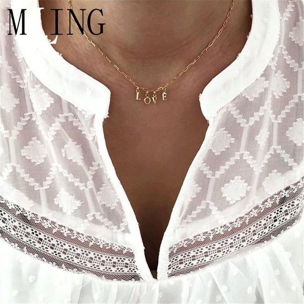 

mling vintage золото сплав choker ожерелье простой ожерелье love letters для женщин, Golden;silver