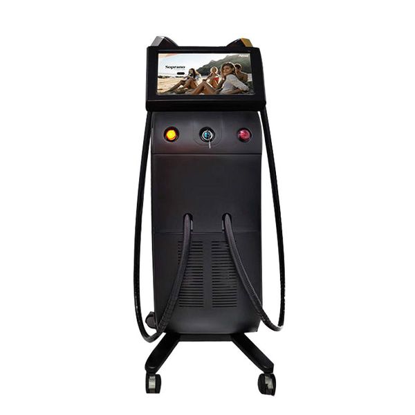 

three combined wavelength diode laser soprano 808nm painless laser hair removal machine 808nm diode laser#003, Black;white