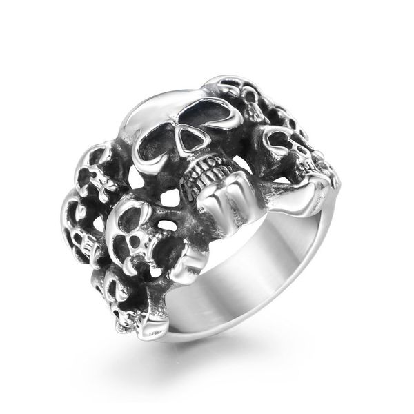 

punk style alternative ring multiple skull rings sa145, Silver