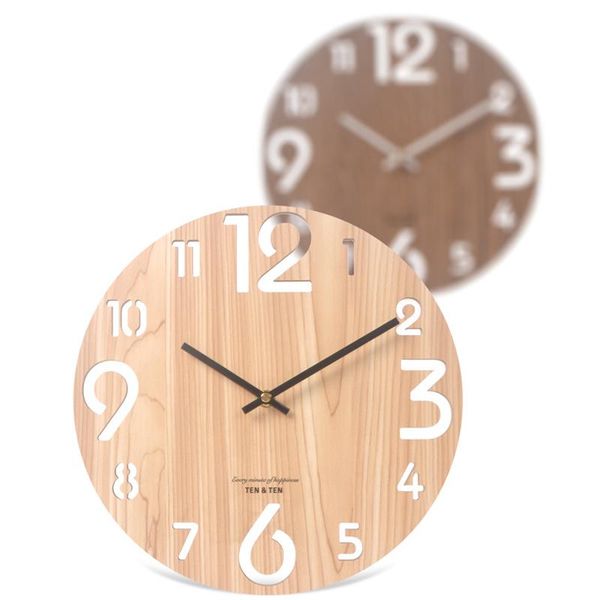 

wall clocks nordic wooden clock home decoration quartz simple silent vintage modern design hollow digital solid wood