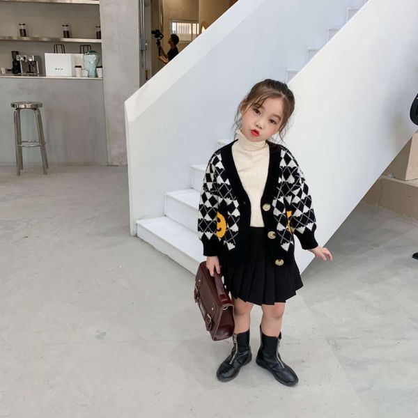 

2020 winter new children's clothing men's and women's korean smiling face baby diamond sweater, Blue