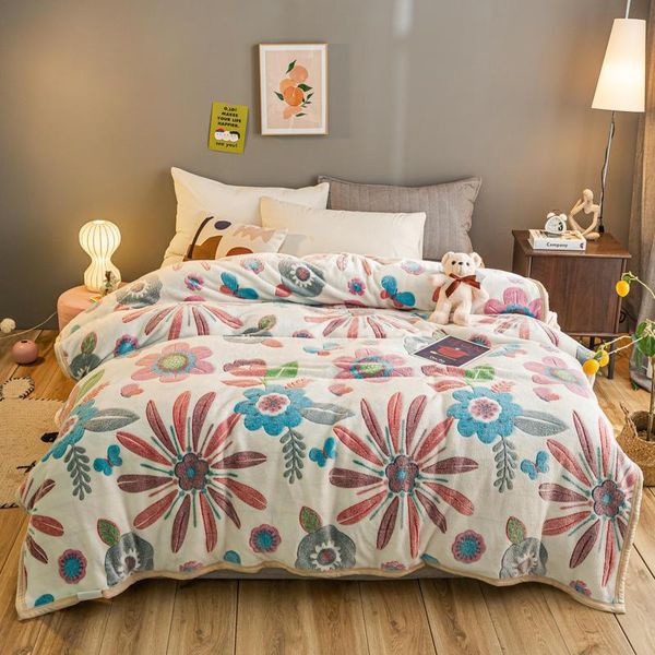 

coral fleece sunflower blanket for sofa decoration thick blanket warm cover the bed gift
