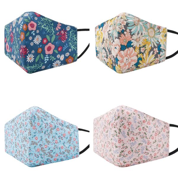 

fashion christmas mask cotton flowers kids cloth mask reusable washable masks customizable facemasks processing designer face mask, Black