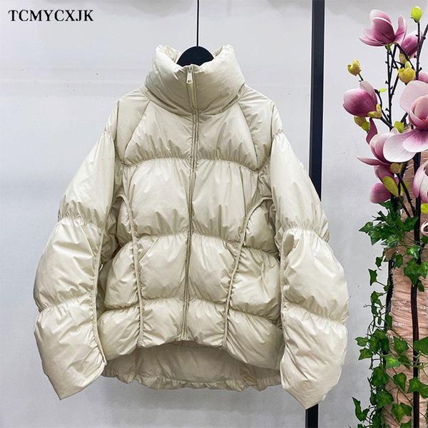 

90% white duck down parkas down jacket women's short 2020 winter new loose stand-up collar jackets thicken warm bread coats ins, Black