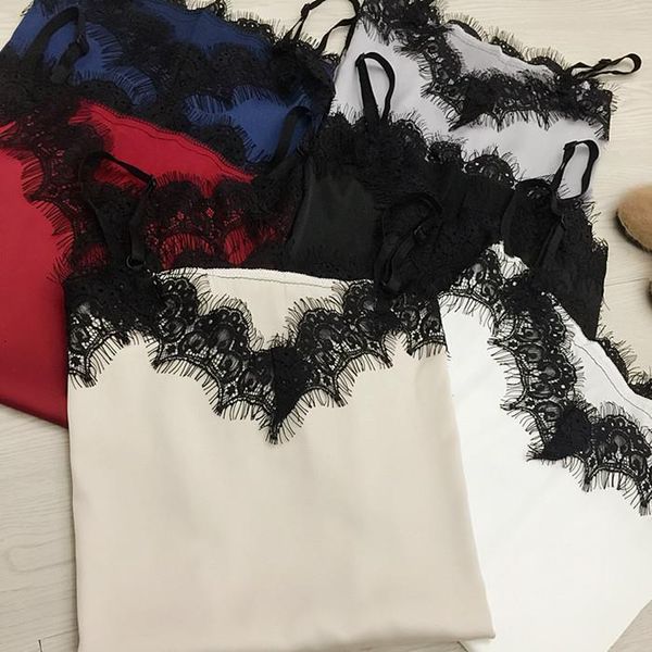 

new women solid singlet lace straps female woman fashion vest inner shirts, White