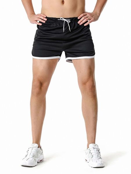 

men drawstring waist track shorts j6vc#, Black