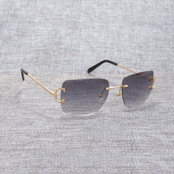 

sunglasses vintage rimless square c wire men oculos shade diamond cutting metal frame oval gafas women for beaching driving, White;black