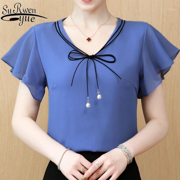 

fashion women and blouses blusas mujer de moda 2019 harajuku white blouse shirt chiffon blouse plus size bow short 4354 501