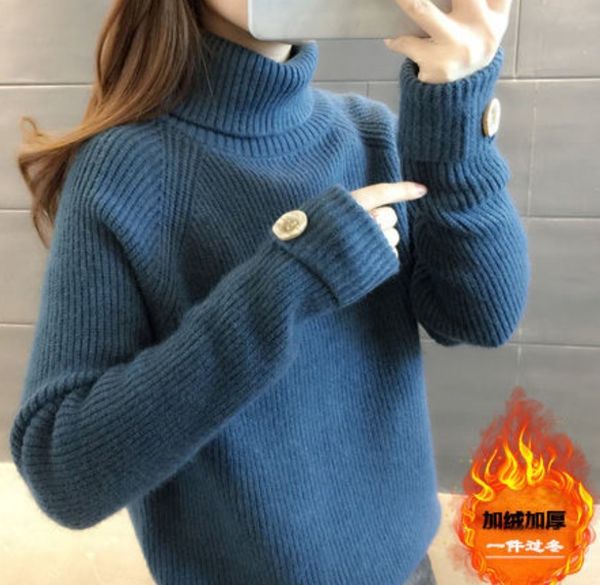 

autumn 2021 winter new turtleneck high foreign style women's sweater loose and versatile bott 1 x63j, White;black