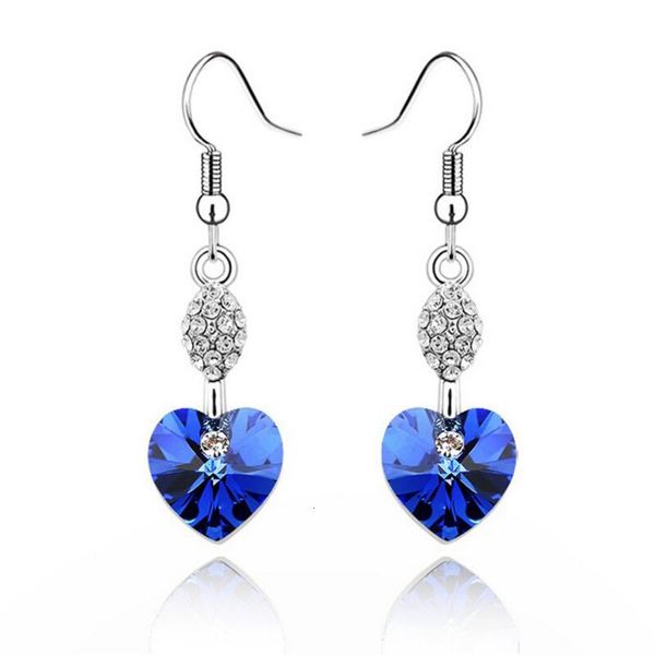 

austrian drop earrings heart shape crystal earrings jewelry dangler women wedding accessories crystals for ladies girls ing, Golden;silver