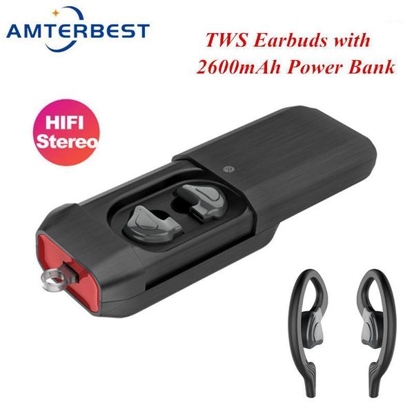 

amterq9 tws wireless bluetooth headset with charge champer to cell phone headphones hd stereo earphones for smartphones1
