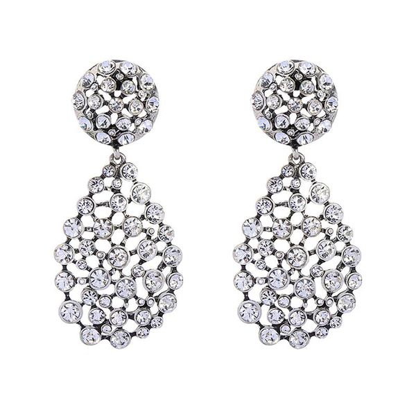 

new fashion drop earring hollow shine crystal luxury vintage ethnic earring for women handmade date gift jewelry, Silver