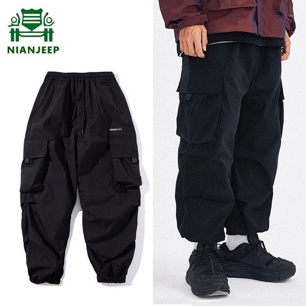 

multi-pocket cargo pants men hip hop loose streetwear men's trousers autumn joggers harajuku harem pant male casual sweatpants1, Black