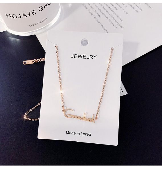 

dn1307 good luck english alphabet necklace short temperament clavicle chain personality good luck implies falling tide, Silver