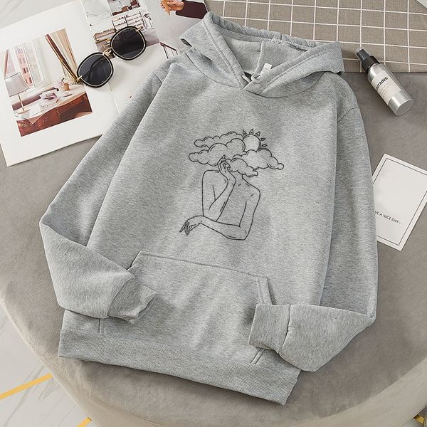 

2021 new female autumn's hoodie long sweater cord hood oversized pullovers streetwear uk3n, Black