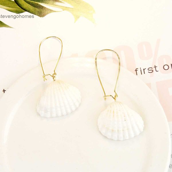 

bohemian conch style alloy white female natural shell earrings, Golden