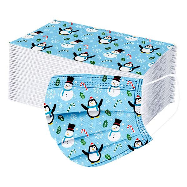 

in stock designer christmas face masks cartoon santa claus snowman breathable disposable 3-layer anti dust protective masks