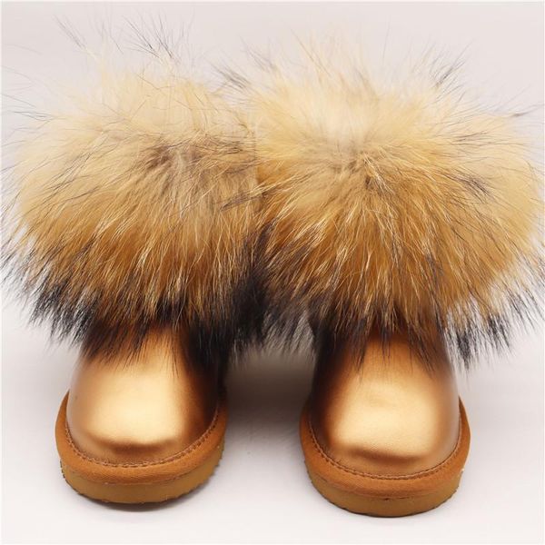

classic fur 2020 boots for girls boys snow boots genuine leather winter warm children' shoes plush fur botas kids zapatos, Black;grey