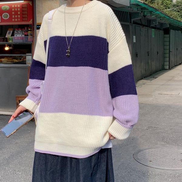 

winter thick sweater men warm fashion casual stripe knit pullover men loose korean couple knitting sweaters mens clothes -2xl1, White;black