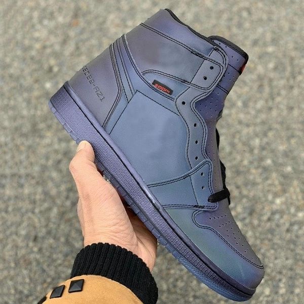 

zoom new 1 high basketball shoes fearless 1s r2t mens chameleon 3m reflective men jumpman zapatos designer sports sneakers trainers 36-45, Black