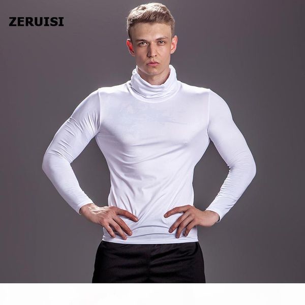 

сплошной цвет с высоким воротником сжатые рубашки мужские бодибилдинг бегущие футболки спортивные залы фитнес-топы туго разгрома tee mx20050, White;black