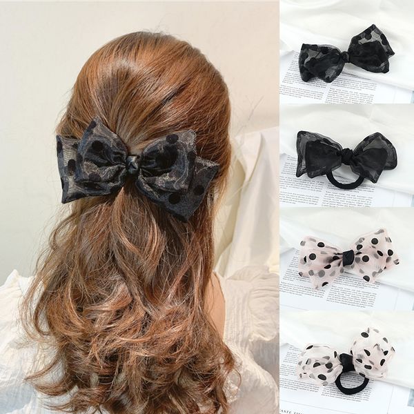 

1-2pcs large bowknot band for women girls organza bow dots clip creative elegant hair accessories cute fashion hairpin