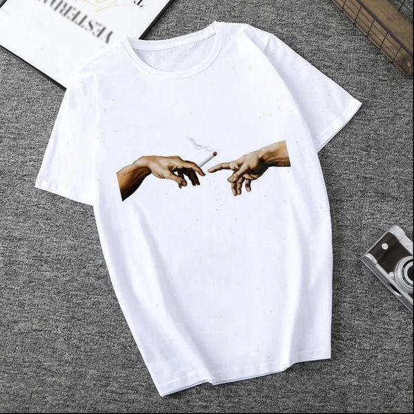 

michelangelo graphic funny character short sleeve harajuku women t shirt casual female summer t shirts vintage streetwear, White