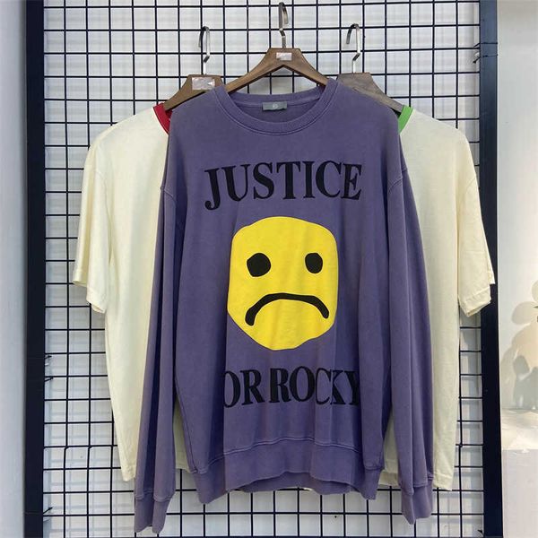 

men's hoodies 2022 new worn pullover printed smiling face loose hip hop rap coat, Black