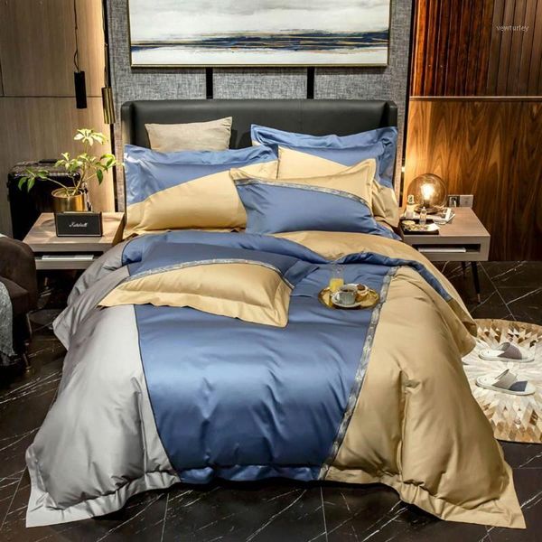 

bedding sets svetanya embroidery bedlinens 600tc egyptian cotton  king size duvet cover set1