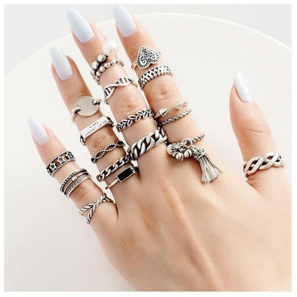 

punk rings real 925 silver anillos jewelry vintage charm boho minimalism friend gift haut femme bague femme rings for women1, Golden;silver