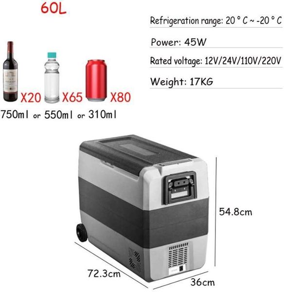 

portable car er cooler with wheel and handle dual zone rv car fridge dc 12v/24v ac 110v-220v for caravan truck1