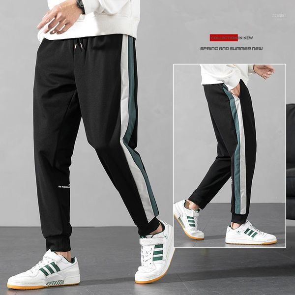 

men's pants men jogger skinny track fleece running sweatpants drawstring side stripe sweat black joggers ropa para hombre1