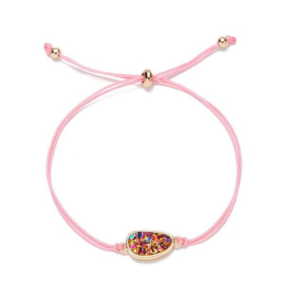 

handmade crystal quartz druzy bracelet new arrival colorful natural stone rope bracelets bangles for women summ sqcaum queen66, Golden;silver