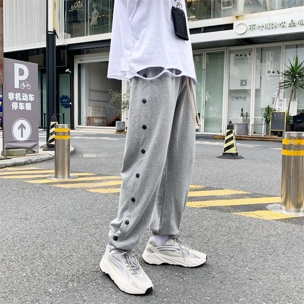 

summer thin cba side breasted loose wide leg sports basketball training men's nine point knitted legged pants, Black