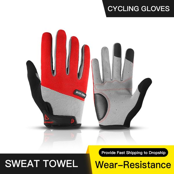 

outdoor men' full cycling guantes ciclismo road mountain bike mtb long finger bicycle gloves m l xl, Blue;gray