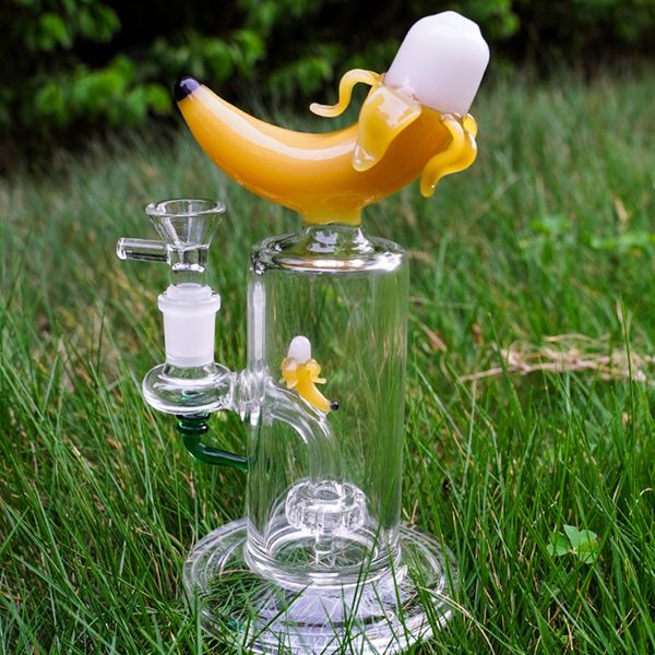 I più nuovi Bong unici Banana Fruits Bong in vetro Dab Rigs 14mm Femmina Joint Glass Water Pipes Oil Rig Smoking Perc dritto con ciotola all'ingrosso