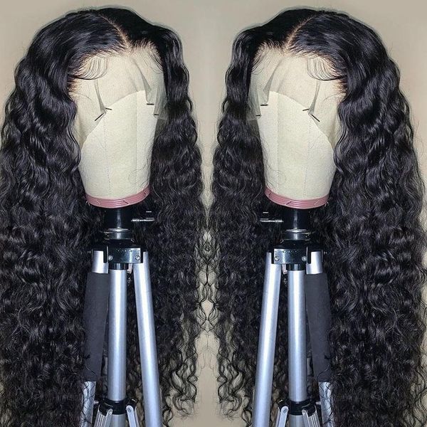 

brailian hair wigs water wave 360 lace frontal wig remy human hair wigs pre plcuked with baby hair 150% density, Black;brown