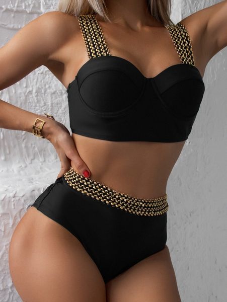 

push up high waisted bikini swimsuit k19a#, White;black
