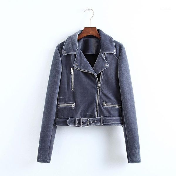 

hebaoli new fashion korean style vintage velvet lapel zipper loose short motorcycle jacket coat autumn western women1, Black;brown