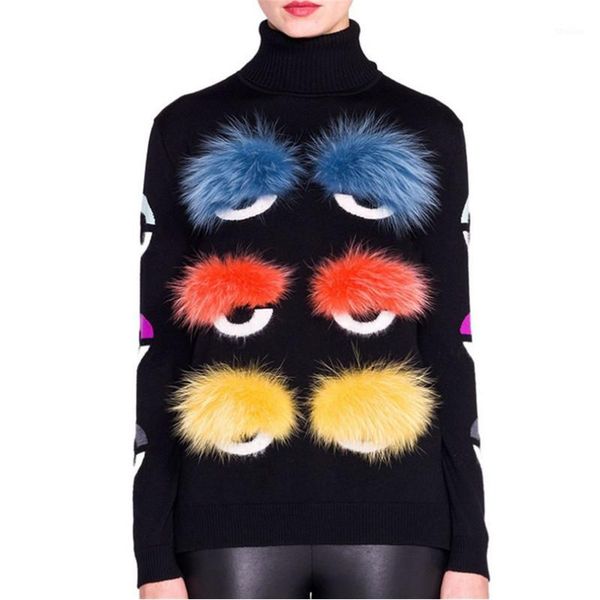 

women's sweaters wholesale- european design fashion autumn runway women's long sleeve knitted sweater pullover wool w, White;black